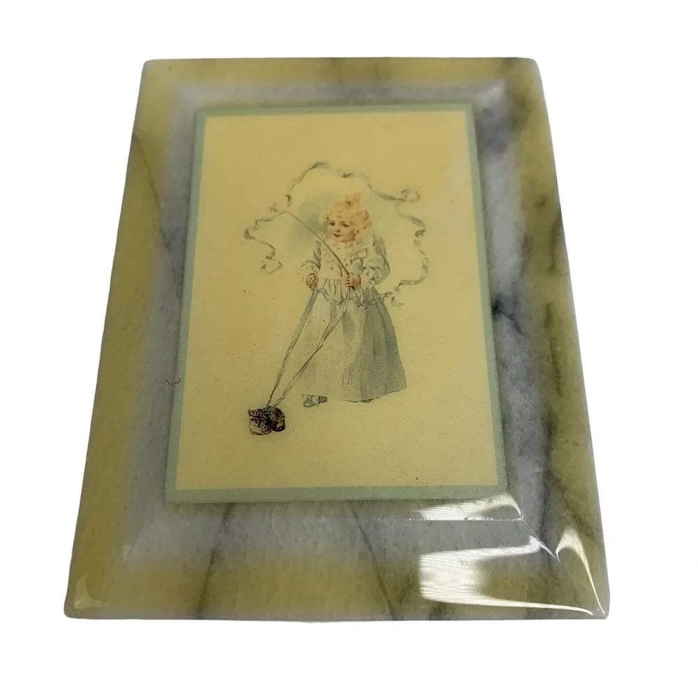 The Magic Kitten by Maud Humphrey Bogart Marble Trinket Box & Paperweight 1987